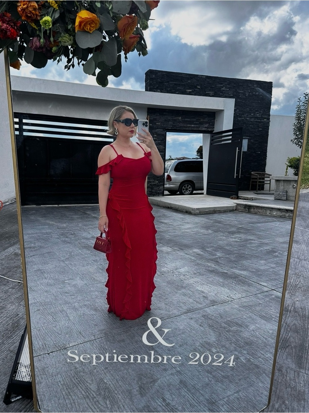 JLUXLABEL Red Ruffle-Trim Maxi Dress - Picture 6 of 7